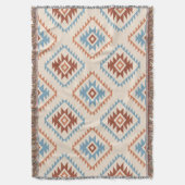 Aztec Style Motif Big Pattern Blue Crm Terracottas Decke (Vorderseite Vertikal)