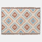 Aztec Style Motif Big Pattern Blue Crm Terracottas Decke (Vorderseite)