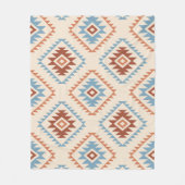 Aztec Style Motif Big Pattern Blue Crm Terracottas Fleecedecke (Vorderseite)