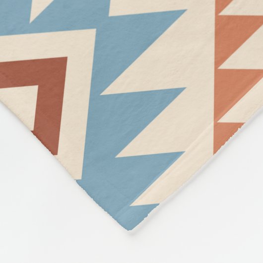 Aztec Style Motif Big Pattern Blue Crm Terracottas Fleecedecke (Ecke)