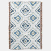 Aztec Style Motif Big Pattern Blues White Gold Decke (Vorderseite Vertikal)