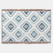 Aztec Style Motif Big Pattern Blues White Gold Decke (Vorderseite)