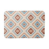 Aztec Style Motif Muster Blue Crm Terracottas Badematte (Vorderseite)