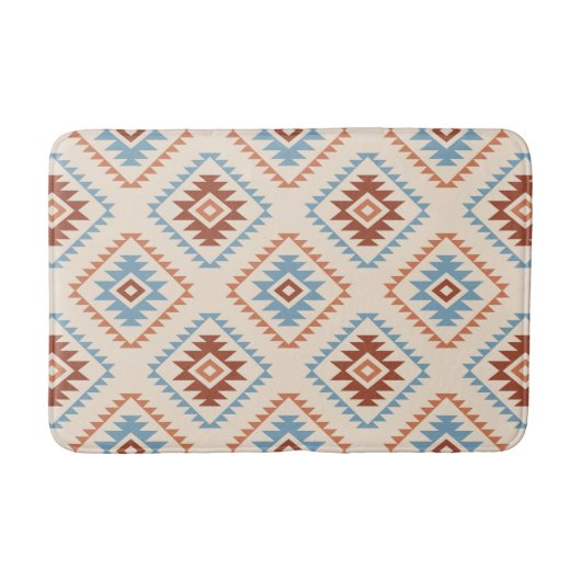 Aztec Style Motif Muster Blue Crm Terracottas Badematte (Vorderseite)