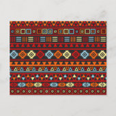 Aztec Style Muster - Orange Yellow Blue Red & Blk Postkarte (Vorderseite)