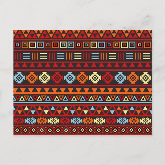 Aztec Style Muster - Orange Yellow Blue Red & Blk Postkarte (Vorderseite)