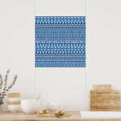 Aztec Style Pattern Blues Black & White Poster (Küche)