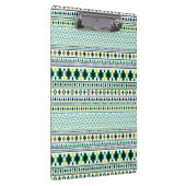 Aztec Style Tribal Muster White Blue Green Klemmbrett (Rechts)
