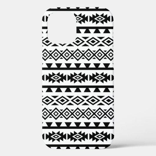 Aztec stylisierte Big Pattern II Schwarz auf Weiß Case-Mate iPhone Hülle (Rückseite)