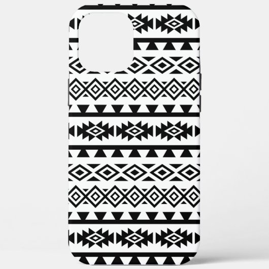 Aztec stylisierte Big Pattern II Schwarz auf Weiß Case-Mate iPhone Hülle (Rückseite)