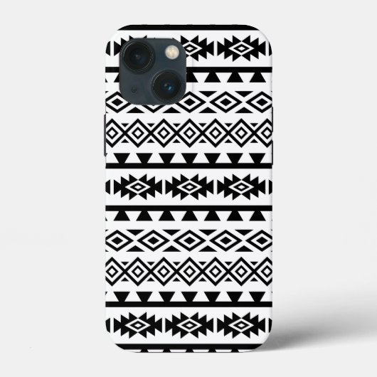 Aztec stylisierte Big Pattern II Schwarz auf Weiß Case-Mate iPhone Hülle (Rückseite)