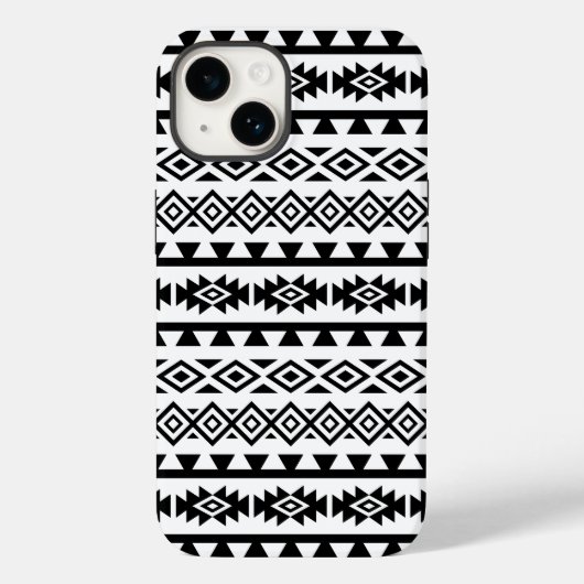 Aztec stylisierte Big Pattern II Schwarz auf Weiß Case-Mate iPhone Hülle (Rückseite)