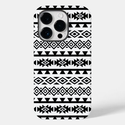Aztec stylisierte Big Pattern II Schwarz auf Weiß Case-Mate iPhone Hülle (Rückseite)