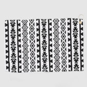 Aztec stylisierte Big Pattern II Schwarz auf Weiß Golfhandtuch (Horizontal)