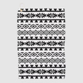 Aztec stylisierte Big Pattern II Schwarz auf Weiß Golfhandtuch (Vorderseite)