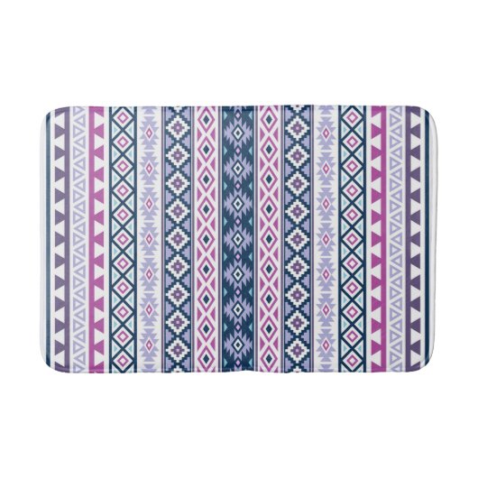 Aztec Stylisierte Muster Pinks Purples Blues White Badematte (Vorderseite)