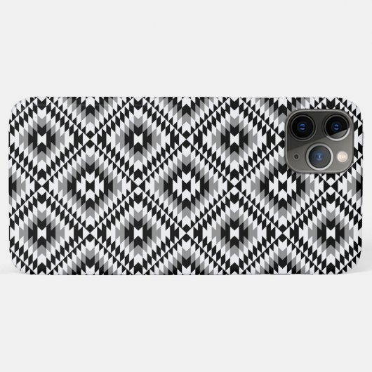 Aztec Stylized BW+Gray Symbol Pattern Case-Mate iPhone Hülle (Rückseite (Horizontal))