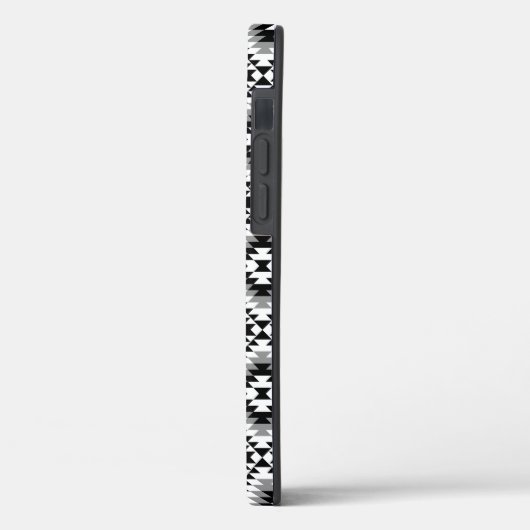 Aztec Stylized BW+Gray Symbol Pattern Case-Mate iPhone Hülle (Rückseite / Links)