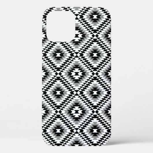 Aztec Stylized BW+Gray Symbol Pattern Case-Mate iPhone Hülle (Rückseite)