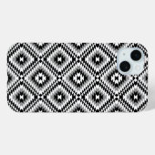 Aztec Stylized BW+Gray Symbol Pattern Case-Mate iPhone Hülle (Rückseite (Horizontal))