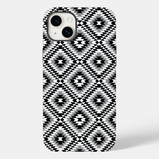 Aztec Stylized BW+Gray Symbol Pattern Case-Mate iPhone Hülle (Rückseite)