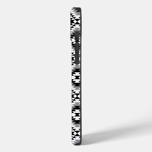Aztec Stylized BW+Gray Symbol Pattern Case-Mate iPhone Hülle (Rückseite / Links)