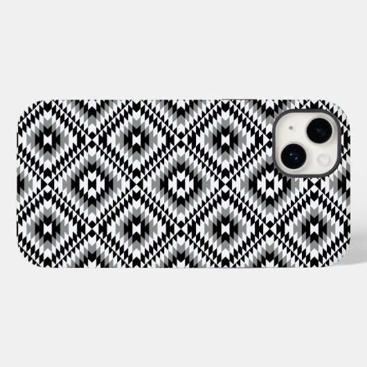 Aztec Stylized BW+Gray Symbol Pattern Case-Mate iPhone Hülle (Rückseite (Horizontal))