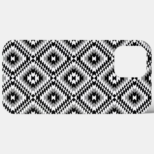 Aztec Stylized BW+Gray Symbol Pattern Case-Mate iPhone Hülle (Rückseite (Horizontal))
