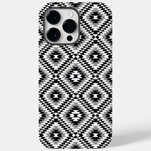 Aztec Stylized BW+Gray Symbol Pattern Case-Mate iPhone Hülle (Rückseite)