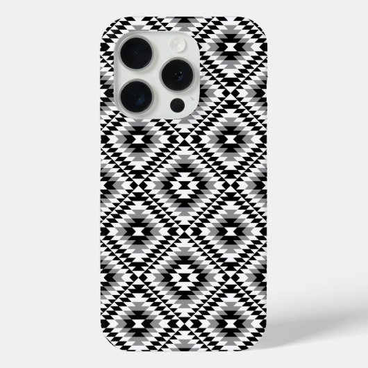 Aztec Stylized BW+Gray Symbol Pattern Case-Mate iPhone Hülle (Rückseite)