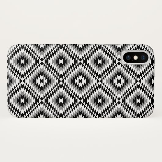 Aztec Stylized BW+Gray Symbol Pattern Case-Mate iPhone Hülle (Rückseite (Horizontal))