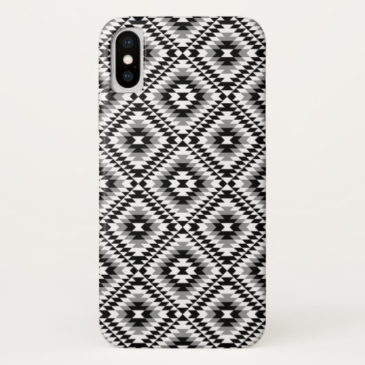 Aztec Stylized BW+Gray Symbol Pattern Case-Mate iPhone Hülle (Rückseite)