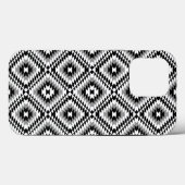 Aztec Stylized BW+Gray Symbol Pattern Case-Mate iPhone Hülle (Rückseite (Horizontal))