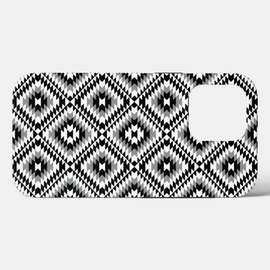 Aztec Stylized BW+Gray Symbol Pattern Case-Mate iPhone Hülle (Rückseite (Horizontal))