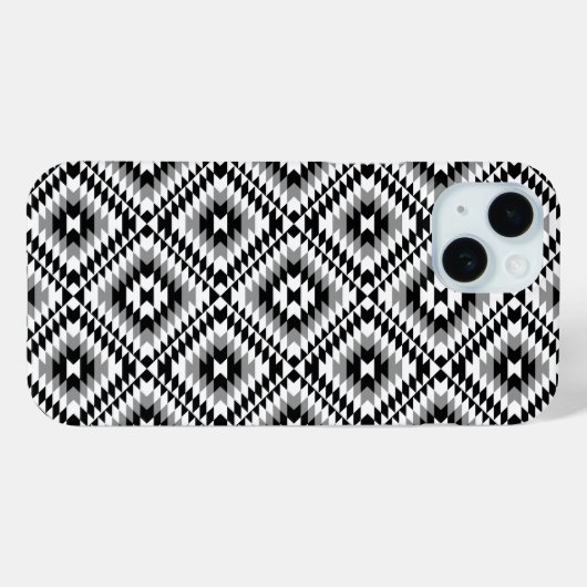 Aztec Stylized BW+Gray Symbol Pattern Case-Mate iPhone Hülle (Rückseite (Horizontal))