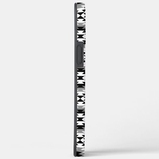Aztec Stylized BW+Gray Symbol Pattern Case-Mate iPhone Hülle (Rückseite / Rechts)
