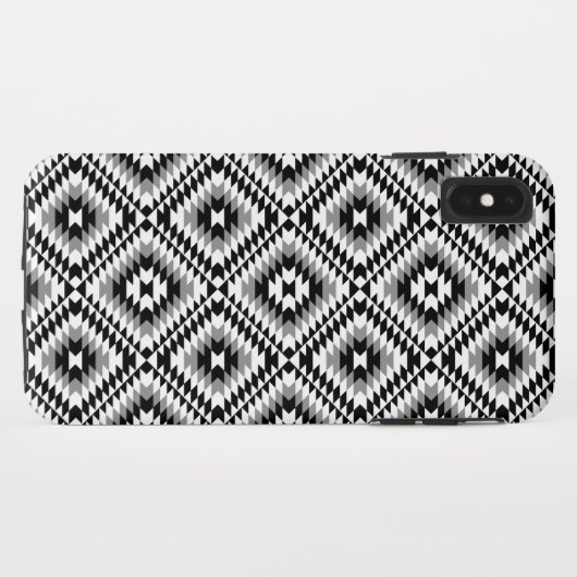 Aztec Stylized BW+Gray Symbol Pattern Case-Mate iPhone Hülle (Rückseite (Horizontal))
