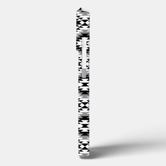 Aztec Stylized BW+Gray Symbol Pattern Case-Mate iPhone Hülle (Rückseite / Links)