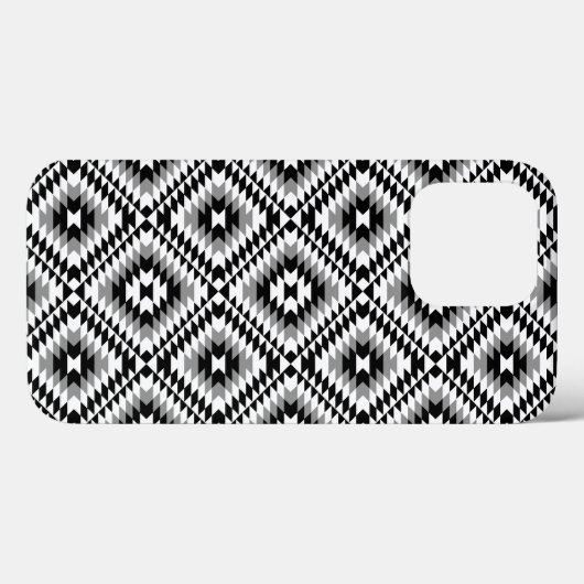 Aztec Stylized BW+Gray Symbol Pattern Case-Mate iPhone Hülle (Rückseite (Horizontal))