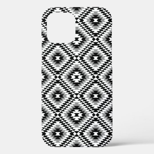 Aztec Stylized BW+Gray Symbol Pattern Case-Mate iPhone Hülle (Rückseite)