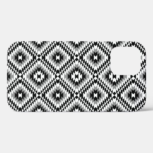 Aztec Stylized BW+Gray Symbol Pattern Case-Mate iPhone Hülle (Rückseite (Horizontal))