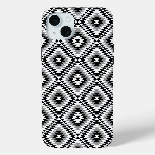 Aztec Stylized BW+Gray Symbol Pattern Case-Mate iPhone Hülle (Rückseite)