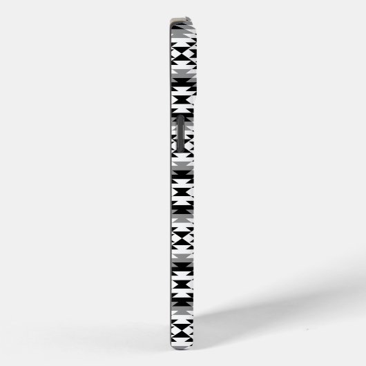 Aztec Stylized BW+Gray Symbol Pattern Case-Mate iPhone Hülle (Rückseite / Rechts)