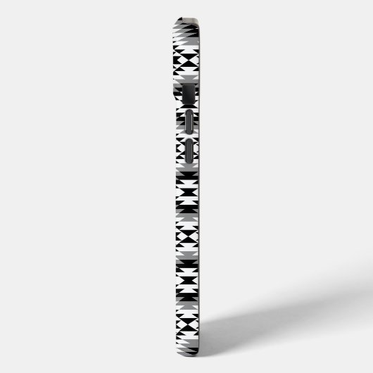 Aztec Stylized BW+Gray Symbol Pattern Case-Mate iPhone Hülle (Rückseite / Links)