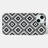 Aztec Stylized BW+Gray Symbol Pattern Case-Mate iPhone Hülle (Rückseite (Horizontal))