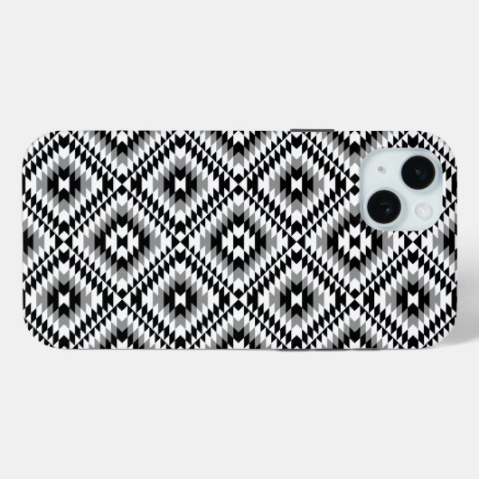 Aztec Stylized BW+Gray Symbol Pattern Case-Mate iPhone Hülle (Rückseite (Horizontal))