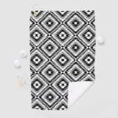 Aztec Stylized BW+Gray Symbol Pattern Golfhandtuch (Insitu)