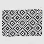 Aztec Stylized BW+Gray Symbol Pattern Golfhandtuch (Horizontal)