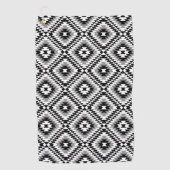 Aztec Stylized BW+Gray Symbol Pattern Golfhandtuch (Vorderseite)