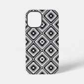 Aztec Stylized BW+Gray Symbol Pattern iPhone Hülle (Rückseite)